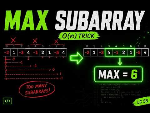 MAX SUBARRAY | Kadane’s Algorithm | O(n) Trick (LC 53)