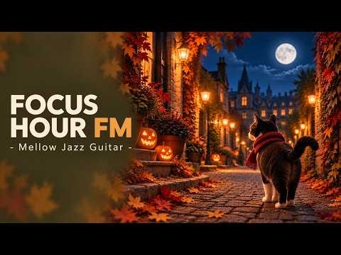 Mellow Jazz Guitar for Focus & Relaxation 🎃 | Cozy Autumn Night Background Music (1 Hour)