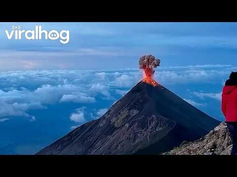 Scenic Volcanic Eruption at Sunrise || ViralHog