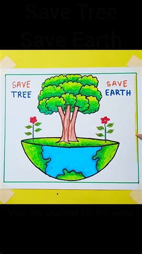 How to Draw World Earth Day Drawing #shorts #savetreesaveearth #earthday