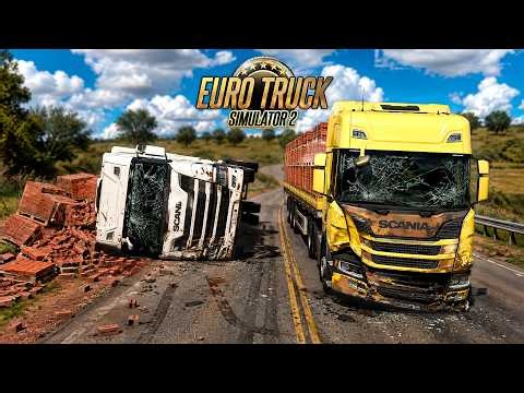 TWO ACCIDENTS IN A ROW with TRUCKS LOADED WITH BRICKS! - EURO TRUCK SIMULATOR 2