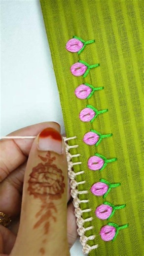 Super easy trendy border lace #embroidery #loopstitch #latest #diynstitch #diy #beginnersstitch #han