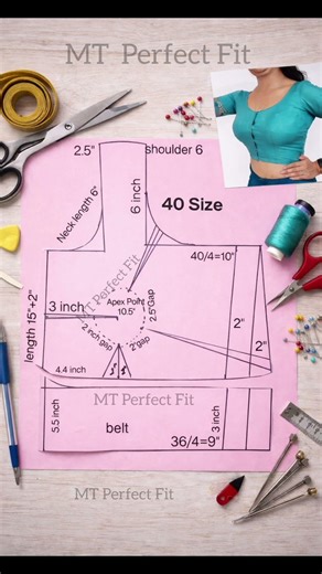 ✨Perfect 40 Size Blouse Drafting Ideas ✂️ | Perfect Fit Guide #shorts #shortsfeed #youtubeshorts