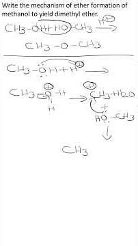 Write the mechanism of ether formation of methanol to yield dimethyl ether