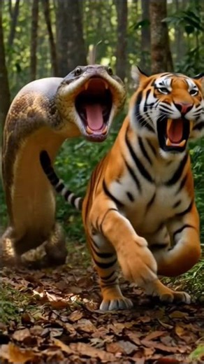 GIANT Python Chases a Lion – You Won’t Believe What Happens Next! #python #lion #animals #viralvideo