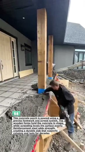 Perfect Concrete Porch Pour Using Formwork and Screed System #ConcreteWork #ConstructionUSA #Shorts
