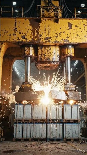 84 Heavy Industrial Batteries vs Giant Hydraulic Press 🔋💥 | Extreme Crushing Experiment