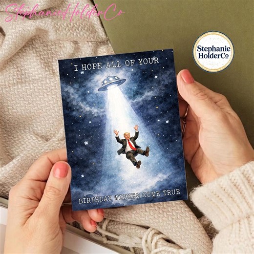 Funny Birthday Card UFO Alien Abduction | Humor Greeting Card for Him | Political Joke | Wish Come True - Etsy