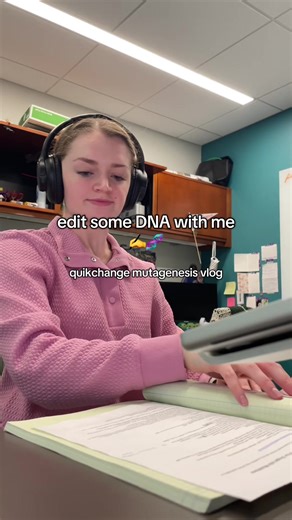 I want novel mutations to my protein!! Here I’m performing a quikchange expeirment. I’m introducing a DNA mutation into the DNA that encodes my protein of interest. I designed forward and reverse primers that have instructions to introduce my mutation at the correct location in my protein’s DNA sequence. I can check if my DNA mutation was successfully made by performing a bacteria transformation with this quickchange reaction material, plucking a few colonies, performing a miniprep experiment, a