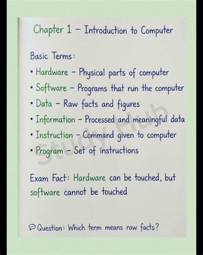 Introduction to Computer science || Chapter 1|| #foryou #studyhub #computerscience