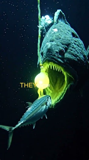 The Fish That Makes Its Own Light#anglerfish #DeepSeaCreatures #oceanmysteries #animalfacts