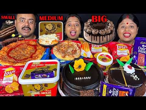 BIG vs MEDIUM vs SMALL STREET FOOD EATING CHALLENGE VIRAL VIDEO & PUNISHMENT CAKE CHALLENGE MUKBANG