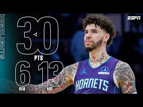 LaMelo Ball 30-PT DOUBLE-DOUBLE 🍿 Leads Hornets to blowout win over the Heat 💪 | NBA on ESPN