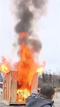 Montgomery Co. Fire lights Christmas tree on fire to show risks of dry trees in homes