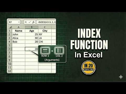 How to Use the INDEX Function in Excel | Find Exact Values Instantly! Excel Tutorial 2026