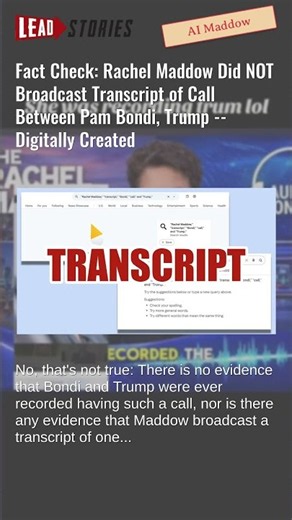 Fact Check: Rachel Maddow Did NOT Broadcast Transcript of Call Between Pam Bondi, Trump -- AI