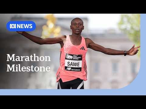 Sawe breaks marathon record with sub 2h time in London | ABC NEWS
