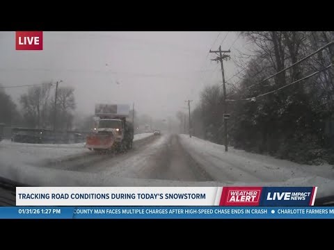 Looking at road conditions in snowy east Charlotte