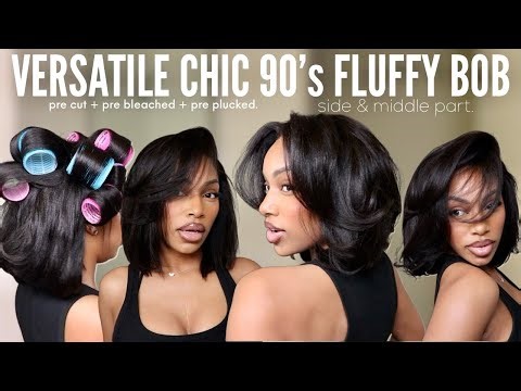 FLUFFY 90s INSPIRED BOB! Super Natural Yaki Blow Out Unit + Styling Velcro Rollers | ft. Nadula 