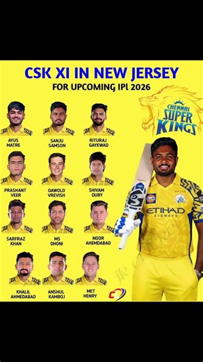 CSK XI IN NEW JERSEY FOR UPCOMING IPL 2026 #ipl2026 #sanjusamson #ruturajgaikwad #shorts