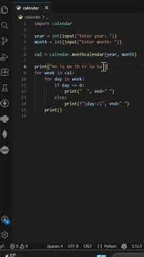 Build Your Own Calender | Python Projects