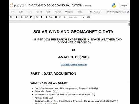 Hands-on Session on processing Solar wind and Geomagnetic data from NASA database - B-REP 2026