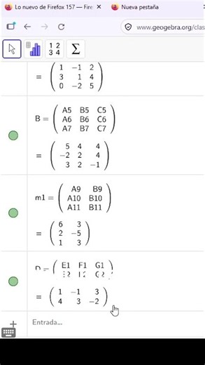 Cómo hacer la suma de matrices en GeoGebra