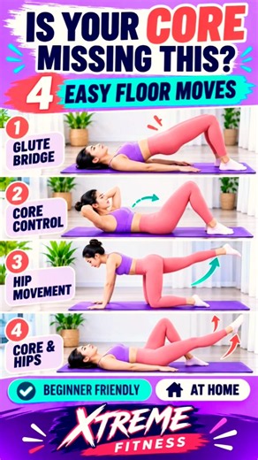 4 Easy Pilates Floor Exercises for Core Strength & Hip Mobility at Home 🔥 #Shorts