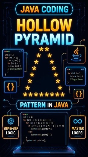 122 Hollow Pyramid in Java | Nested Loops with If Condition