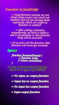 Function in JavaScript #javascriptfunctions #function #functions #javascript #typesoffunctions #html