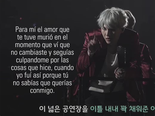 #yoongi :; Está vez ya no me enoje, no discutí, solo me decepcioné una vez más por completo de ti. Tus actitudes siguen igual, así que ya no quise detenerte. Me dijiste que no tenías rencor, pero tus acciones decían otra cosa. No eres capaz de reconocer por completo tus errores, porque siempre tenía que cargar con toda la culpa yo. Cuando nunca supiste que querías, incluso está última vez. Y me culpas por ponerme a la defensiva y pensar en mí cuando ya me habías hecho mucho daño, yo seguí contig