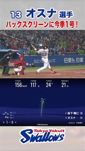 オスナ選手 バックスクリーンに今季1号！ #swallows #オスナ #shorts