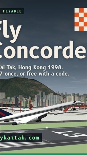 Concorde lands at Kai Tak ✈️ Now flyable, in your browser