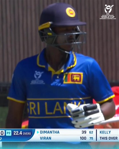 Jubilation for Viran Chamuditha as he brings up a beautifully crafted hundred 👏 Follow #JAPvSL action LIVE, #U19WorldCup broadcast details 👉 https://www.icc-cricket.com/tournaments/u19-cricket-worldcup-2026/news/broadcast-details-for-icc-u19-men-s-cricket-world-cup | ICC - International Cricket Council