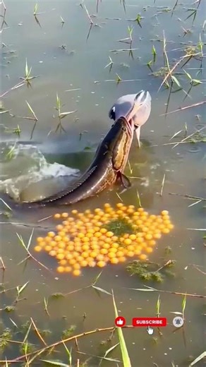 Brave Fish Attacks Heron to Protect Eggs 😳🔥 | Unexpected Wildlife Moment #shorts