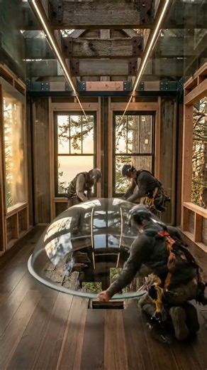 Abandoned Treehouse → Billionaire Glass Cabin .