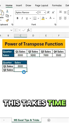 Quickly Transpose Rows to Columns and Vice Versa in Excel | Instant Switch ⚡
