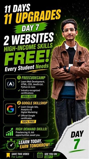 Learn High Income Skills FREE 🤯 | 2 Websites Every Student Needs | Day 7