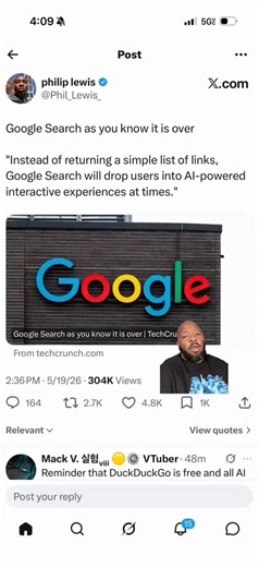 Google search is implementing AI conversations instead of links.