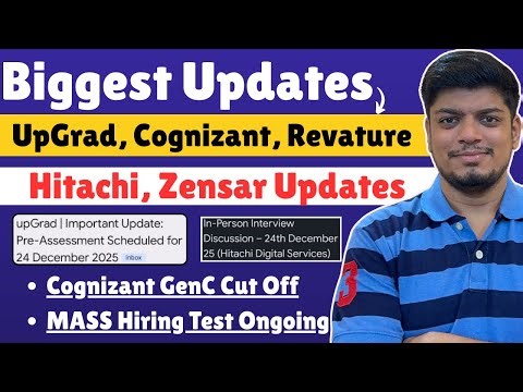 🔥UpGrad Biggest Test | Cognizant Exam Cut Off | Persistent, Hitachi, Zensar Mass Updates | 2021-2026