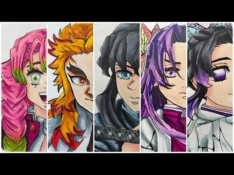 Drawing characters from Demon Slayer Pt. 2 (compilation)