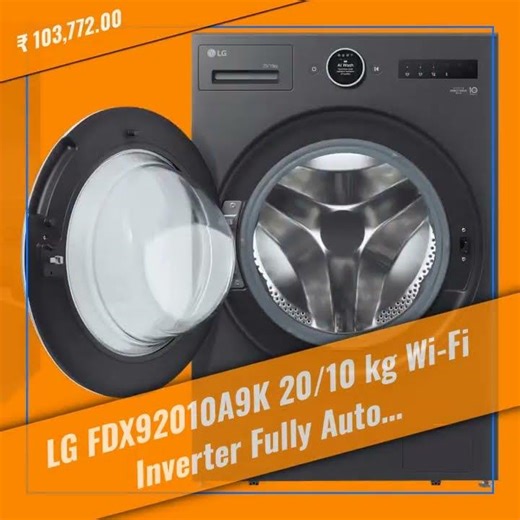 LG FDX92010A9K 20/10 kg Wi-Fi Inverter Fully Automatic Front Load Washing Machine (VX Series, Ess...