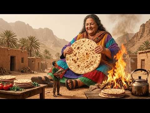 Colossal Woman Cooks in 113°F Desert Heat | Clay Bread Over Open Fire