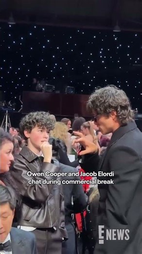 Jacob Elordi and Owen Cooper chat during the #CriticsChoice commercial break. #AwardsSeason