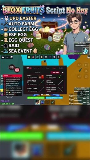 BLOX FRUITS Script No Key UPD EASTER AUTO FARM, COLLECT EGG, ESP EGG, EGG QUEST, RAID, SEA EVENT 🥚
