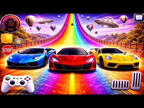Ramp Red Car Racing Flyover 3D Gameplay_Android || Ramp Car Stunts Racing Video Car Simulator Game