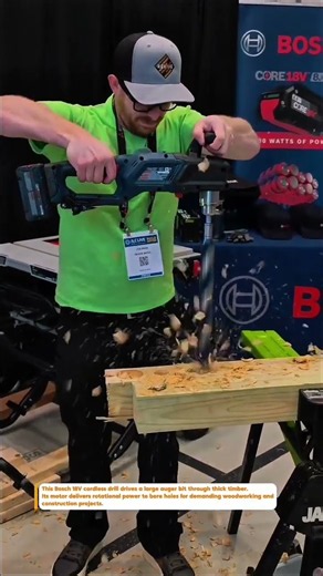 Bosch 18V Drill Powers Through Thick Timber with an Auger Bit for Pros! #Woodworking #Drilling #DIY