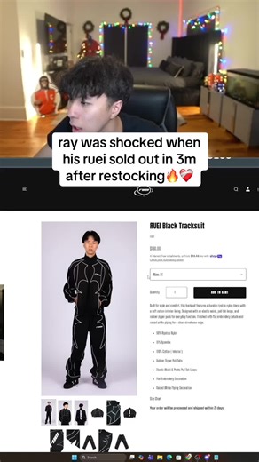 ray was shocked when his ruei sold out in 3m after restocking🔥❤️‍🩹#rayasianboy #ray #ruei #fyp #viral