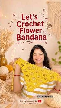 Crochet flower bandana tutorial 😊❤️ trendy pattern for summers #crochetbamdana #crochetpattern