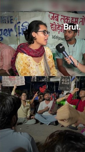 Brut on ground at the Cockroach Janta Party protest.